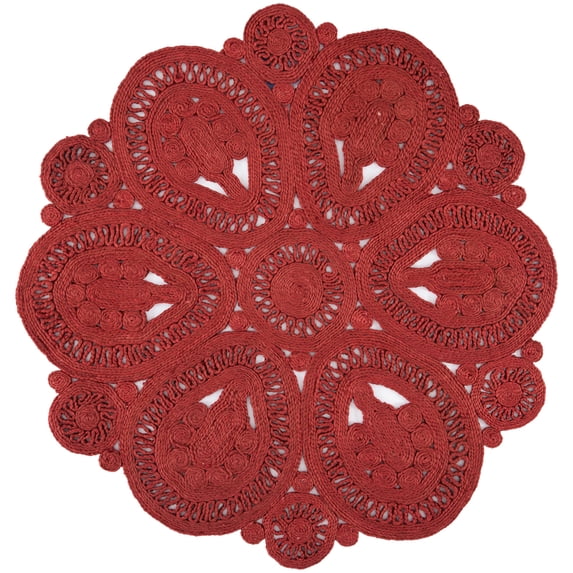 SAFAVIEH Natural Fiber Stamen Solid Area Rug, Rust, 3' x 3' Round
