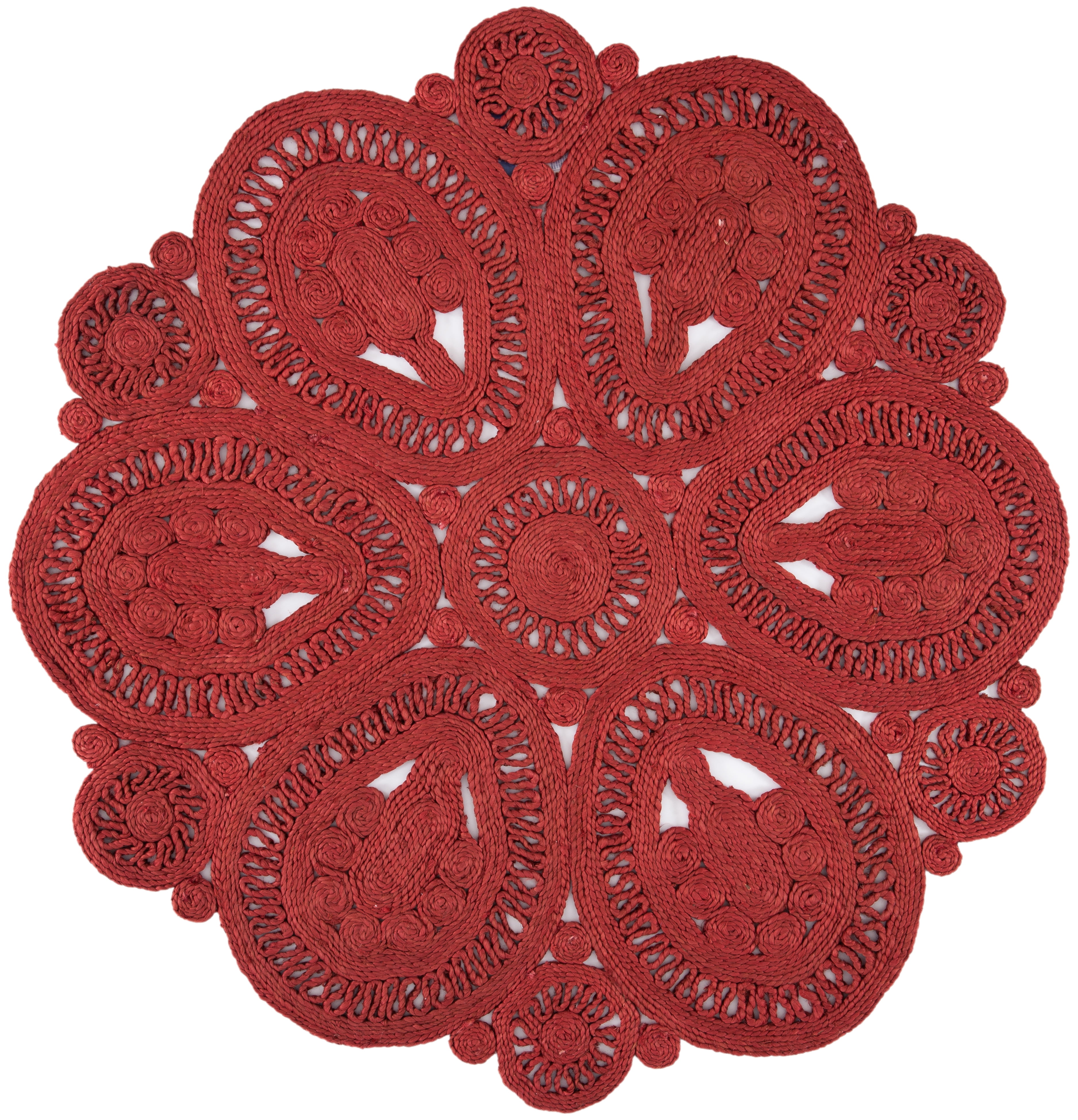 SAFAVIEH Natural Fiber Stamen Solid Area Rug, Rust, 8' x 8' Round