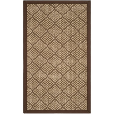 SAFAVIEH Natural Fiber Syeda Geometric Bordered Sisal Area Rug, Natural/Brown, 3' x 5'