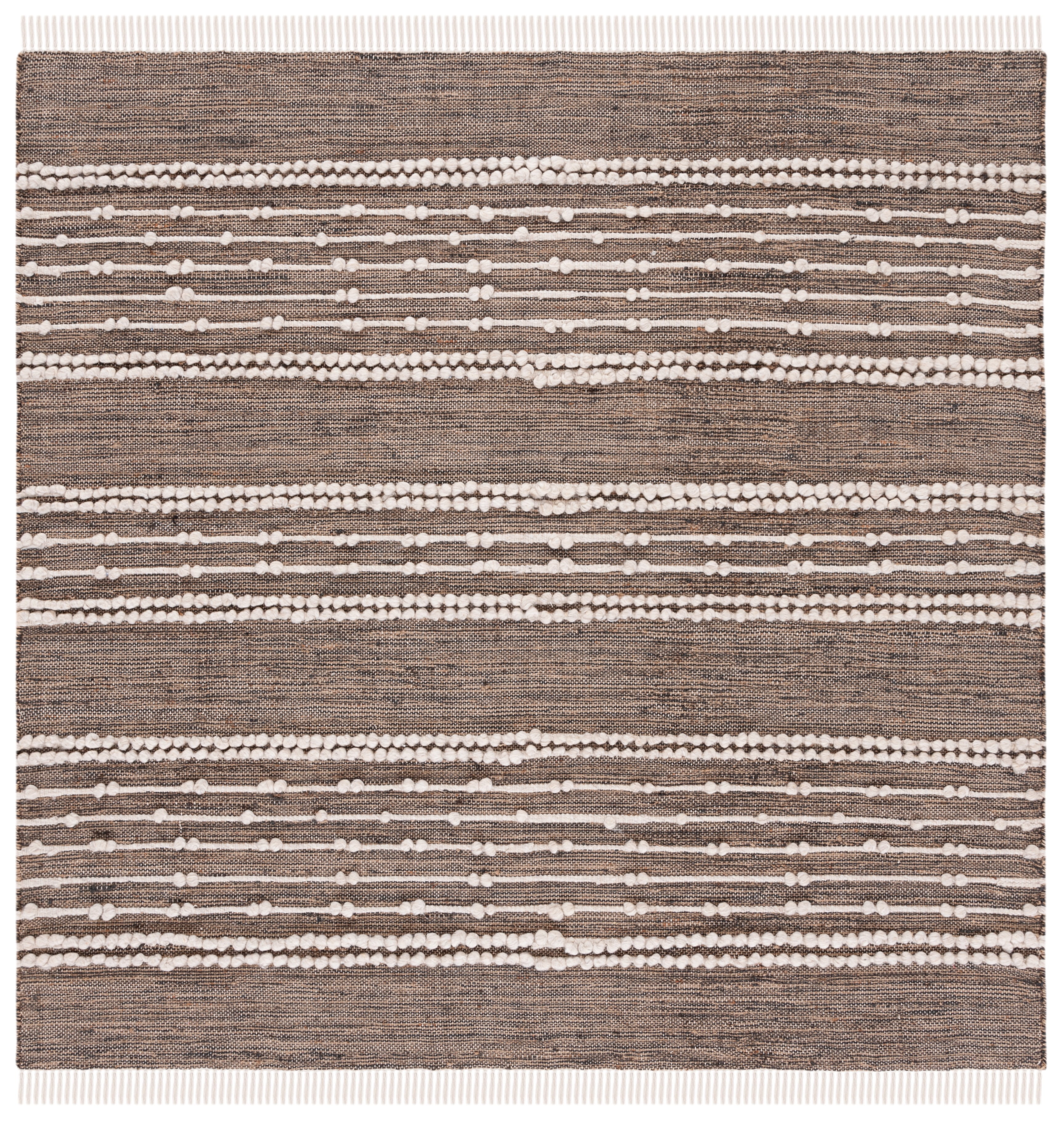 Natural Beige Handwoven Wool and Jute Square Area Rug