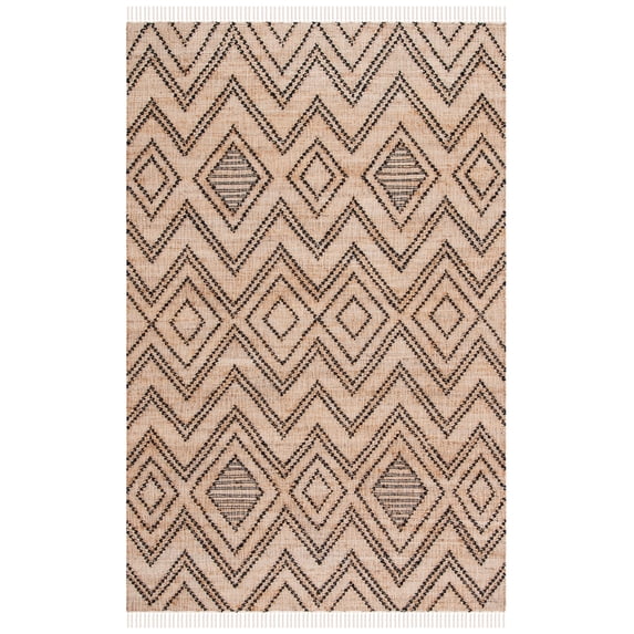 SAFAVIEH Natural Fiber Talbot Geometric Area Rug, Black/Natural, 4' x 6'