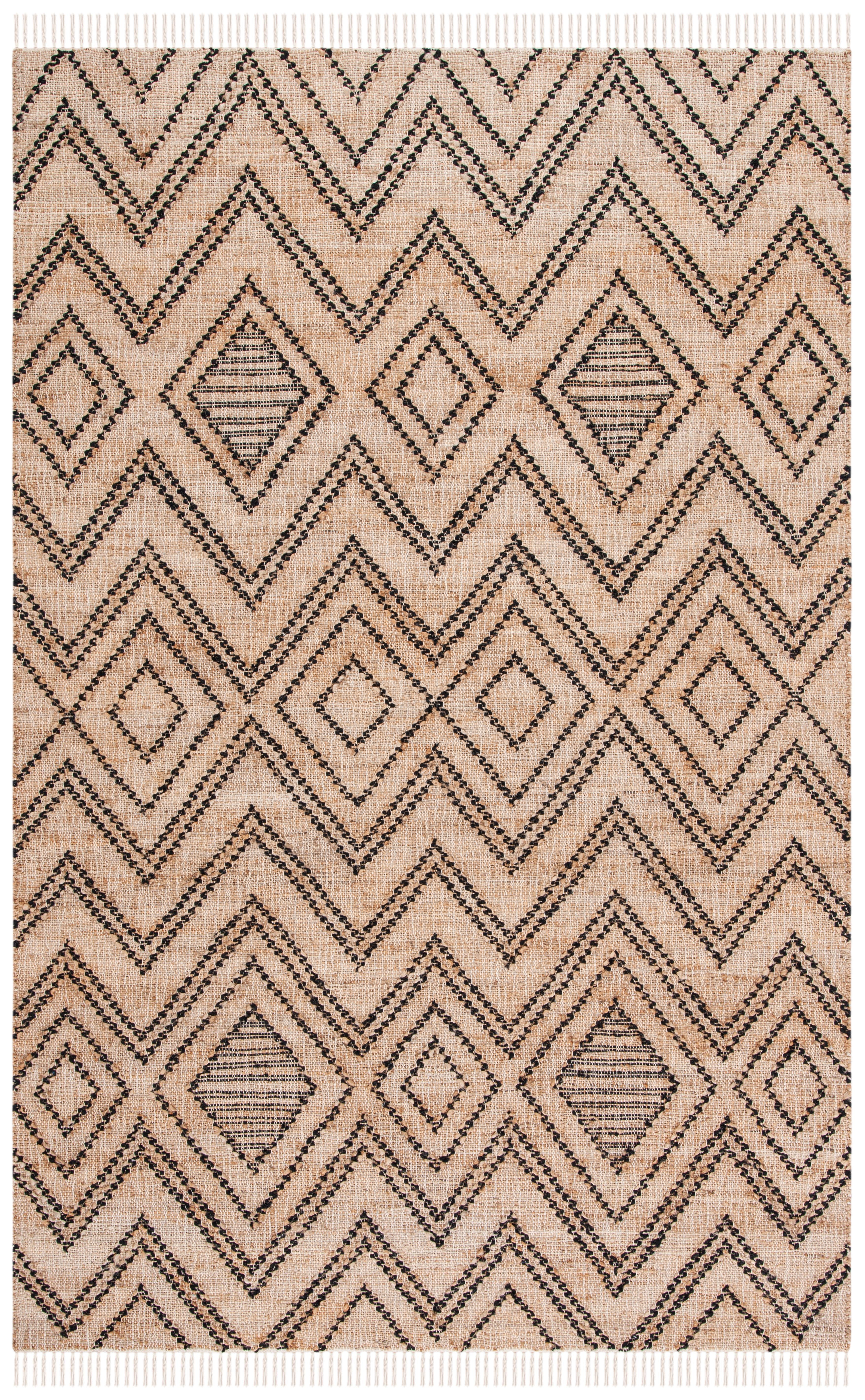 SAFAVIEH Natural Fiber Talbot Geometric Area Rug, Black/Natural, 5' x 8'