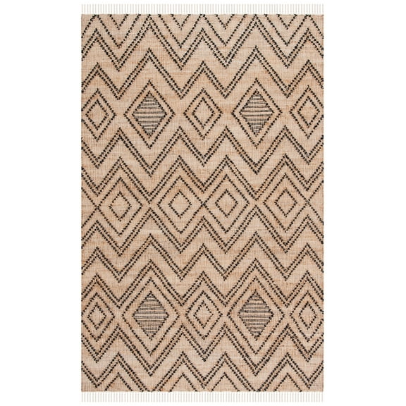 SAFAVIEH Natural Fiber Talbot Geometric Area Rug, Black/Natural, 8' x 10'