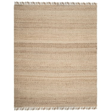 SAFAVIEH Natural Fiber Tangier Solid Braided Fringe Jute Area Rug, Natural, 8' x 10'