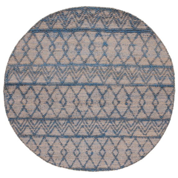 SAFAVIEH Natural Fiber Tayler Geometric Area Rug, Blue/Natural, 6' x 6' Round
