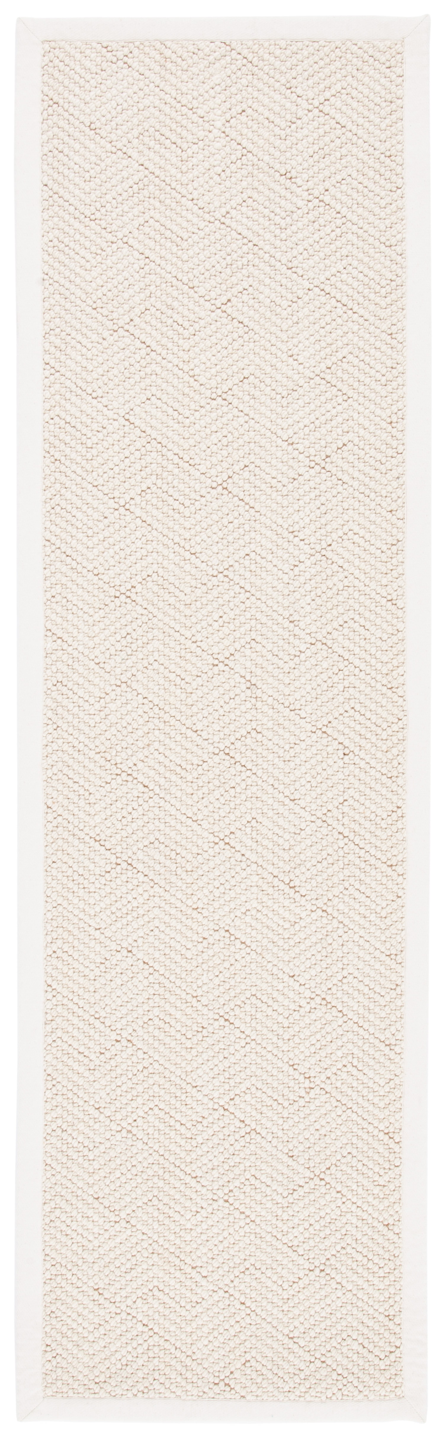 Ivory Flat Woven Handmade Wool Runner Rug