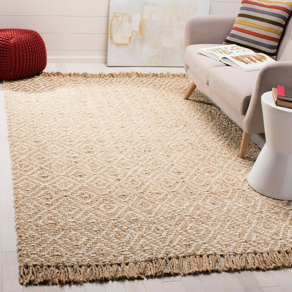 SAFAVIEH Natural Fiber Thomas Geometric Jute Area Rug, Ivory/Natural, 4' x 6'