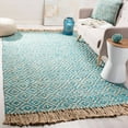 thumbnail image 1 of SAFAVIEH Natural Fiber Thomas Geometric Jute Area Rug, Turquoise/Natural, 6' x 6' Square, 1 of 7