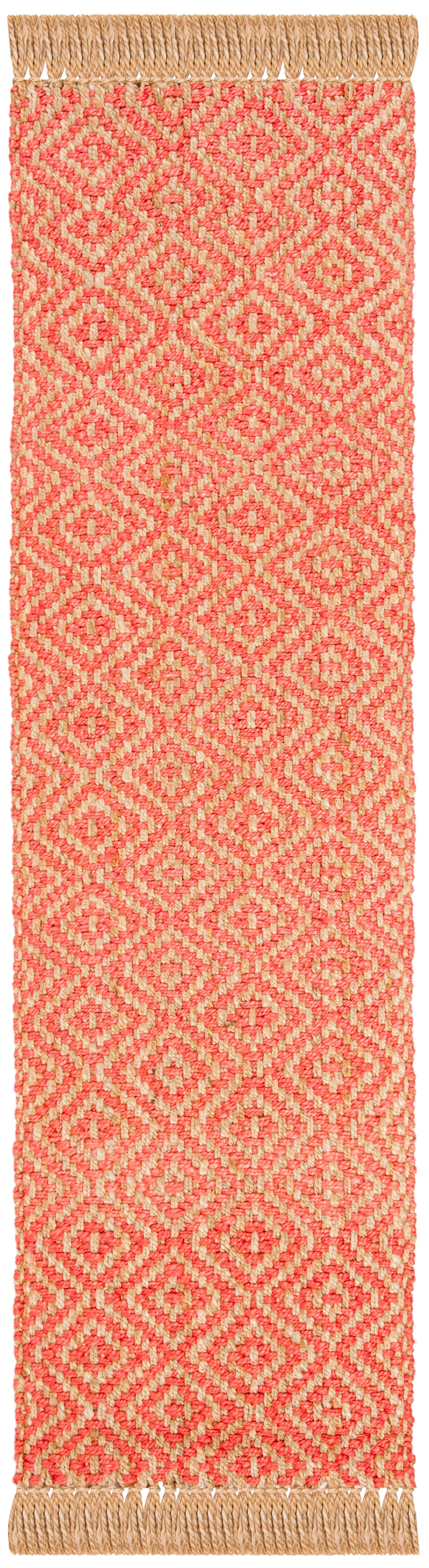 SAFAVIEH Natural Fiber Thomas Geometric Jute Runner Rug, Fuchsia/Natural, 2'3" x 8'