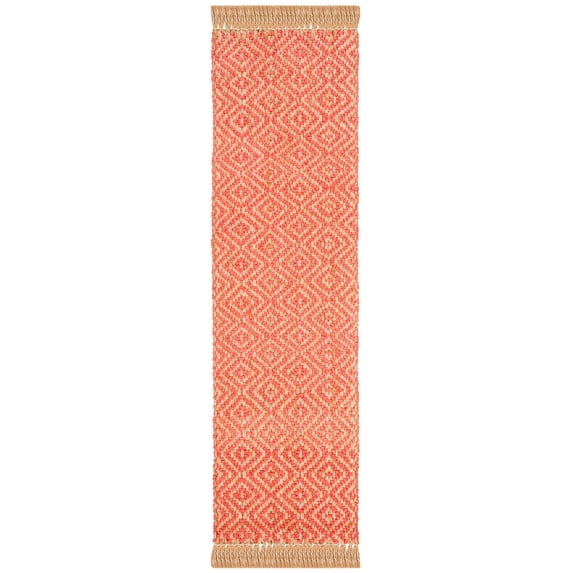 SAFAVIEH Natural Fiber Thomas Geometric Jute Runner Rug, Fuchsia/Natural, 2'3" x 8'