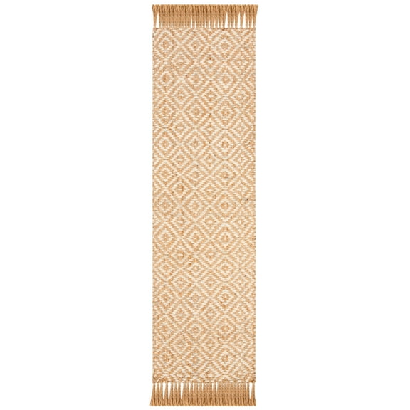 SAFAVIEH Natural Fiber Thomas Geometric Jute Runner Rug, Ivory/Natural, 2'3" x 8'