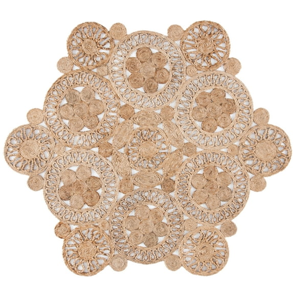 SAFAVIEH Natural Fiber Toireasa Geometric Area Rug, Natural, 5' x 5' Round