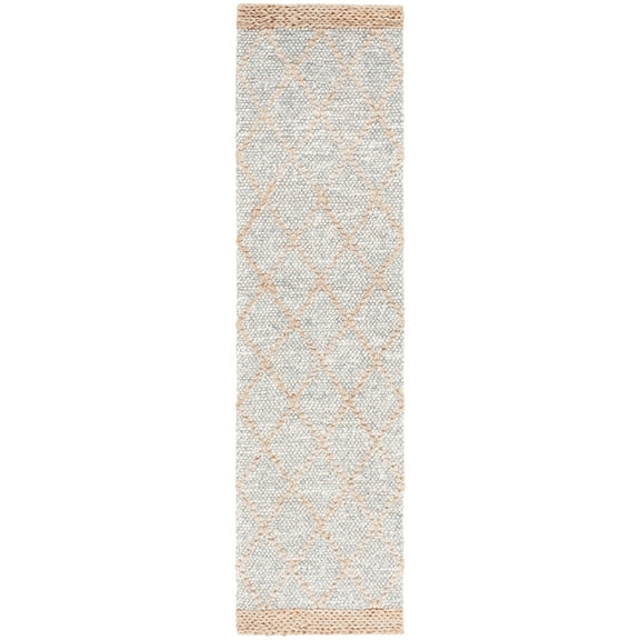 SAFAVIEH Natural Fiber Travis Geometric Runner Rug, Grey/Bleach, 2'3" x 9'