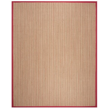 SAFAVIEH Natural Fiber Urban Striped Sisal Area Rug, Brown/Red, 3' x 5'