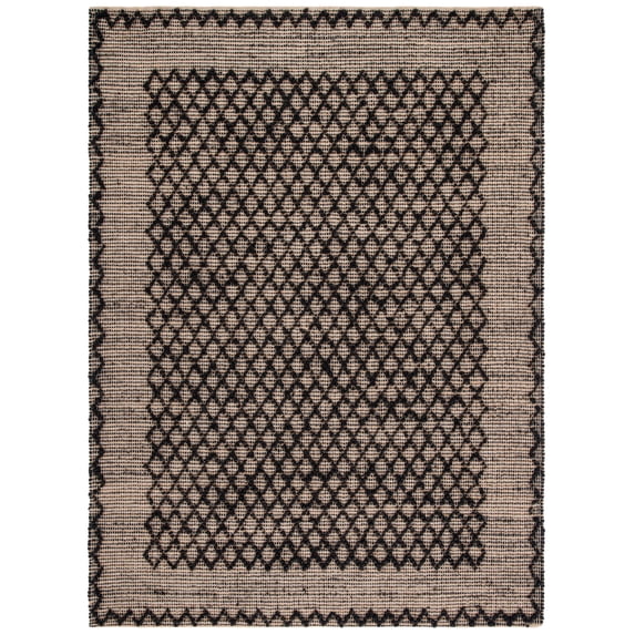 SAFAVIEH Natural Fiber Vernon Geometric Area Rug, Black/Natural, 4' x 6'