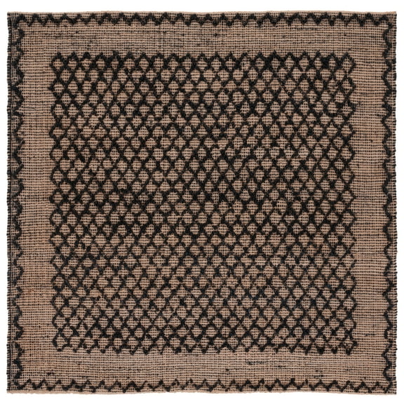 SAFAVIEH Natural Fiber Vernon Geometric Area Rug, Black/Natural, 6' x 6' Square
