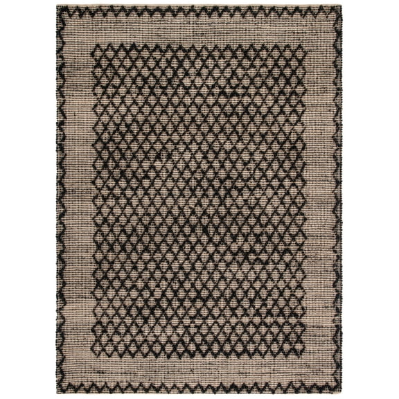 SAFAVIEH Natural Fiber Vernon Geometric Area Rug, Black/Natural, 8' x 10'