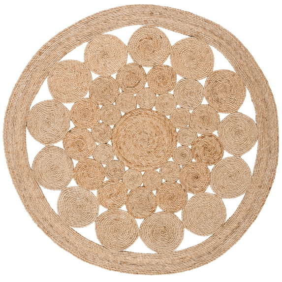 SAFAVIEH Natural Fiber Virginia Geometric Area Rug, Natural, 4' x 4' Round