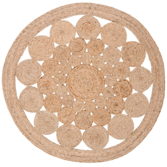SAFAVIEH Natural Fiber Virginia Geometric Area Rug, Natural, 8' x 8' Round