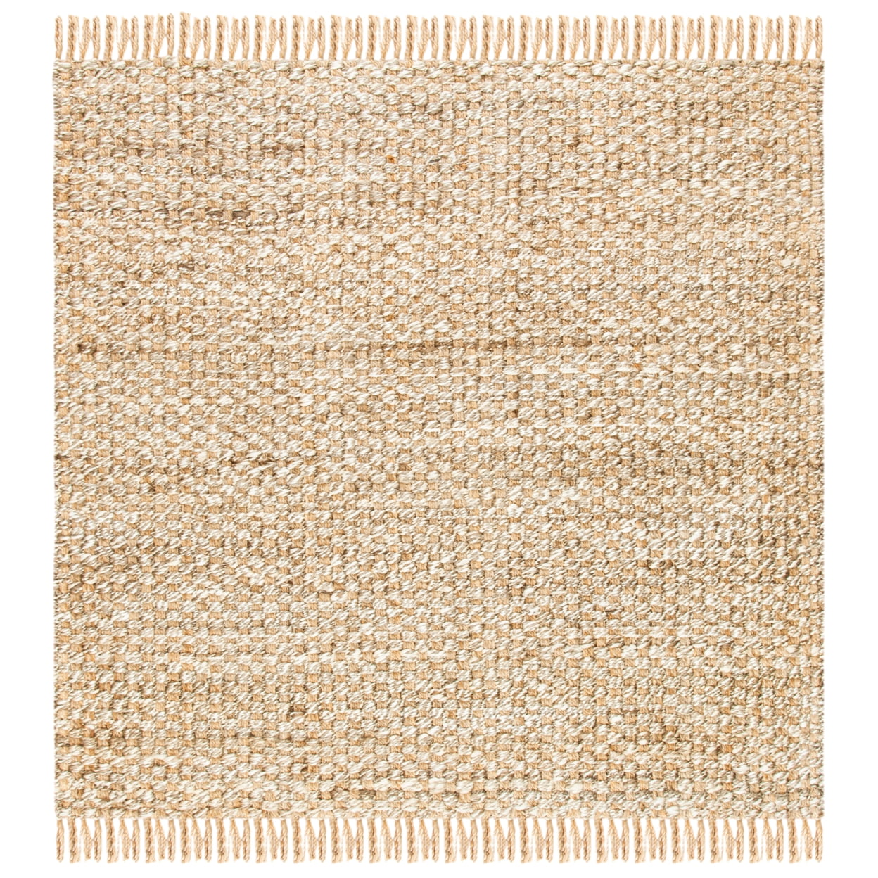 SAFAVIEH Natural Fiber Vivian Geometric Solid Area Rug, Natural/Grey, 6 ...