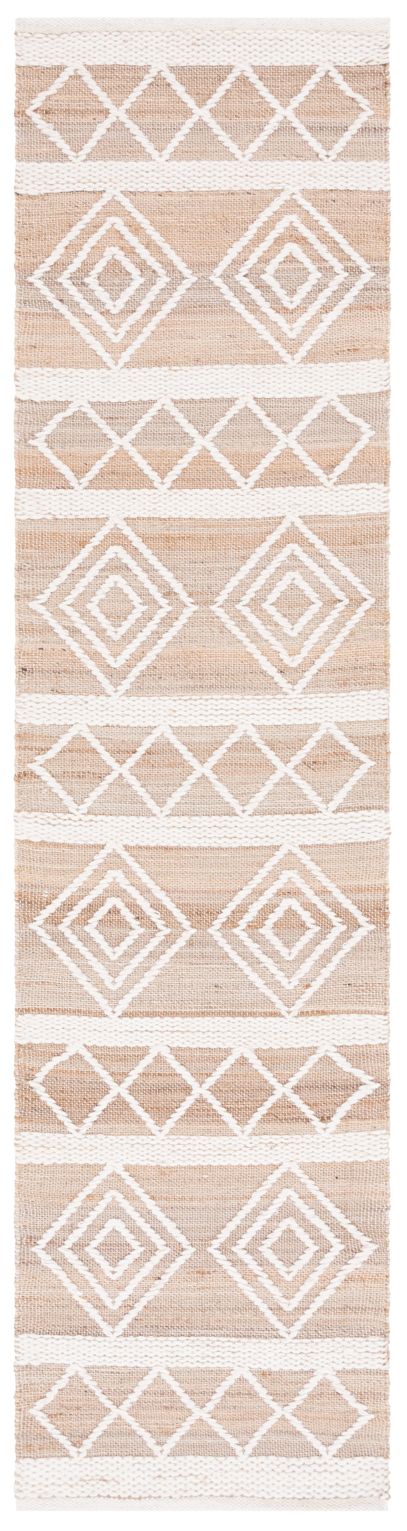 SAFAVIEH Natural Fiber Vivyan Geometric Runner Rug, Natural/Ivory, 2'3" x 9'