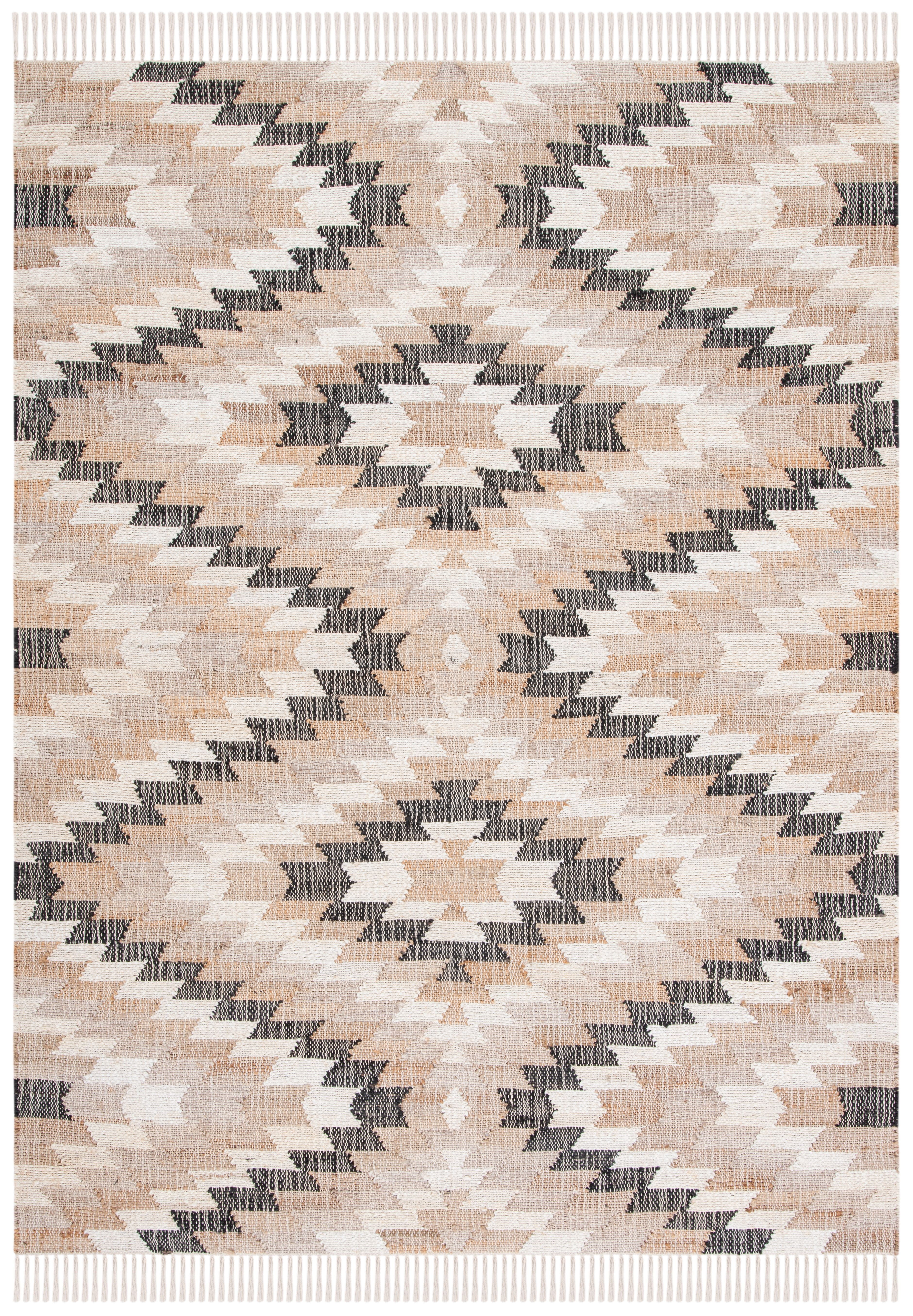 SAFAVIEH Natural Fiber Watson Geometric Area Rug, Natural/Black, 5' x 8'