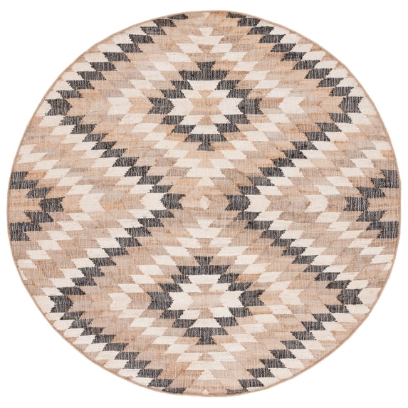 SAFAVIEH Natural Fiber Watson Geometric Area Rug, Natural/Black, 6' x 6' Round