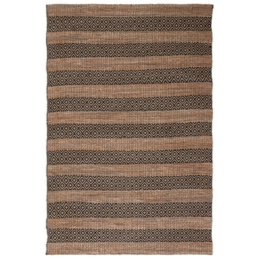 SAFAVIEH Natural Fiber Wenonah Striped Area Rug, Black/Natural, 6' x 9'