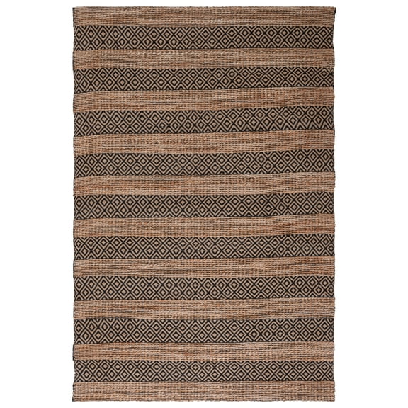SAFAVIEH Natural Fiber Wenonah Striped Area Rug, Black/Natural, 6' x 9'