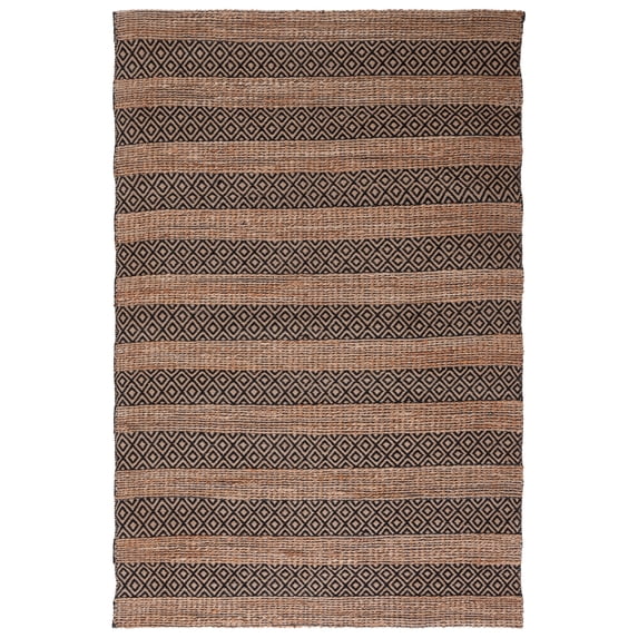 SAFAVIEH Natural Fiber Wenonah Striped Area Rug, Black/Natural, 8' x 10'