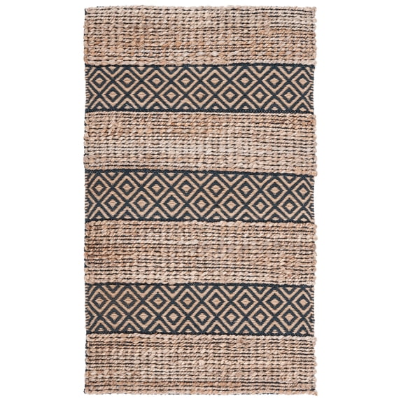 SAFAVIEH Natural Fiber Wenonah Striped Area Rug, Charcoal/Natural, 3' x 5'