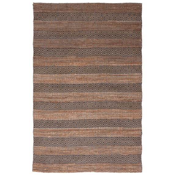 SAFAVIEH Natural Fiber Wenonah Striped Area Rug, Charcoal/Natural, 9' x 12'