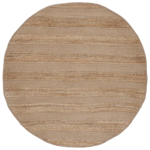 SAFAVIEH Natural Fiber Wenonah Striped Area Rug, Taupe/Natural, 7' x 7' Round