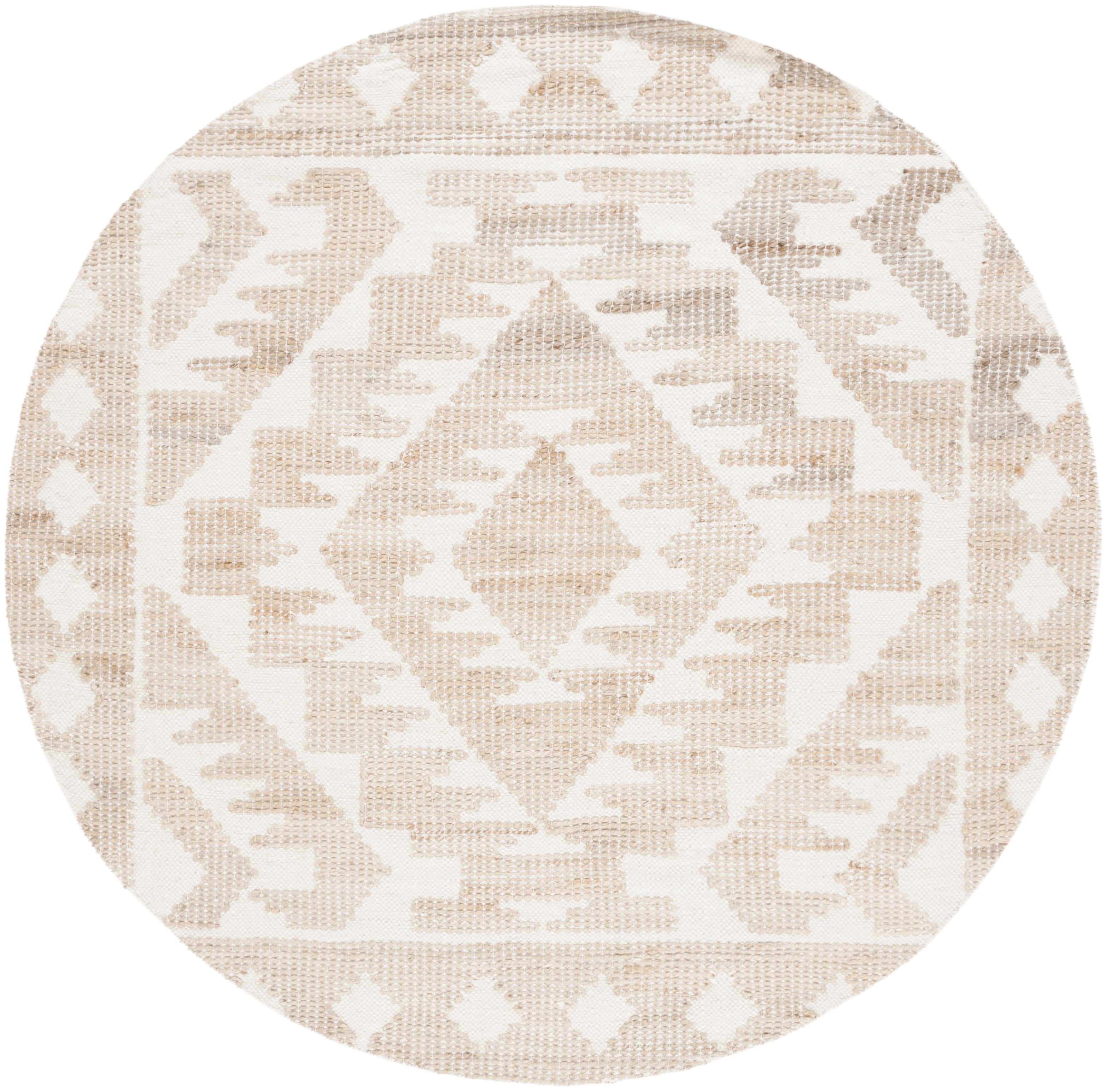 SAFAVIEH Natural Fiber Wesley Solid Area Rug, Ivory/Natural, 6' x 6' Round
