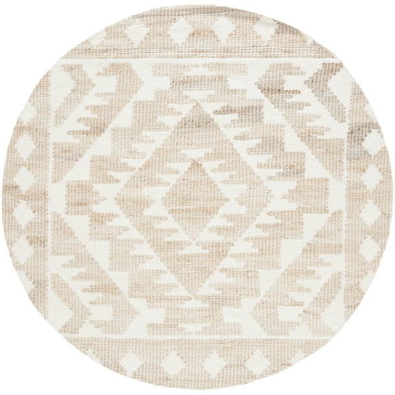 SAFAVIEH Natural Fiber Wesley Solid Area Rug, Ivory/Natural, 6' x 6' Round