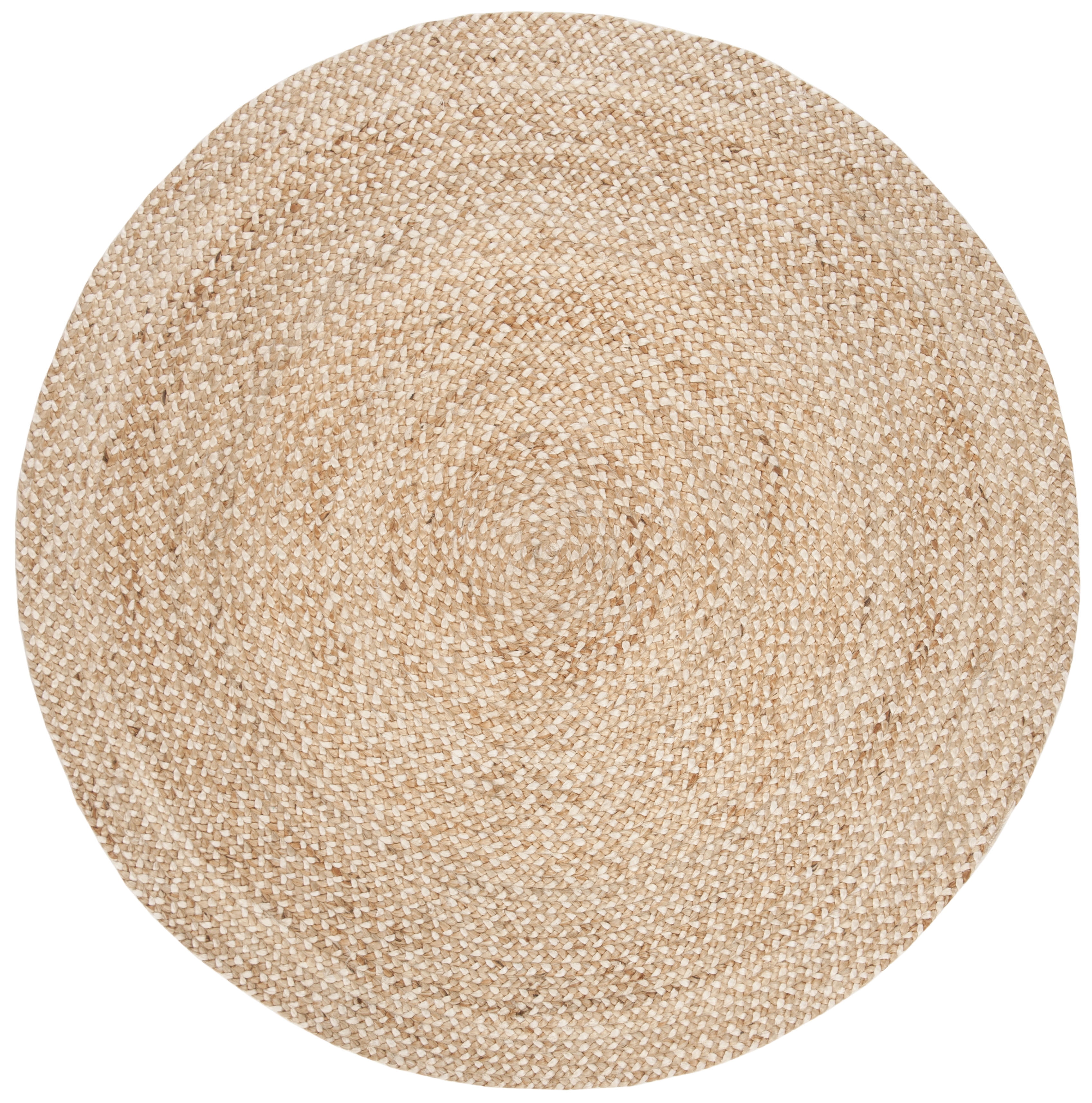 SAFAVIEH Natural Fiber William Solid Braided Jute Area Rug, Natural/Ivory, 7' x 7' Round