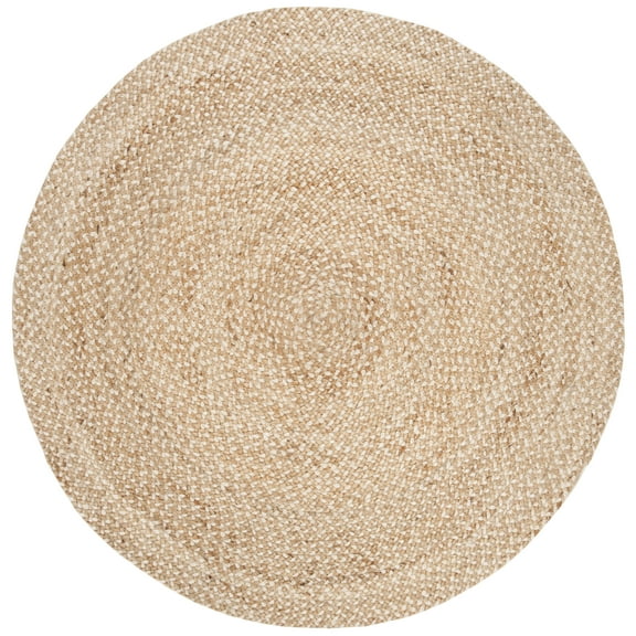 SAFAVIEH Natural Fiber William Solid Braided Jute Area Rug, Natural/Ivory, 7' x 7' Round