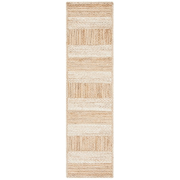 SAFAVIEH Natural Fiber Winton Striped Runner Rug, Natural/Ivory, 2'3" x 11'
