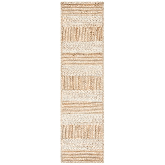 SAFAVIEH Natural Fiber Winton Striped Runner Rug, Natural/Ivory, 2'3" x 5'