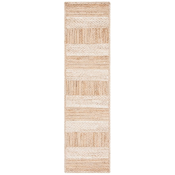 SAFAVIEH Natural Fiber Winton Striped Runner Rug, Natural/Ivory, 2'3" x 7'