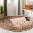 thumbnail image 1 of SAFAVIEH Natural Fiber Zoolander Geometric Jute Area Rug, Pink/Natural, 3' x 3' Round, 1 of 5