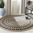 thumbnail image 1 of SAFAVIEH Natural Fiber Zoolander Geometric Jute Area Rug, Royal Blue/Natural, 6' Round, 1 of 6
