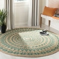 thumbnail image 1 of SAFAVIEH Natural Fiber Zoolander Geometric Jute Area Rug, Teal/Natural, 5' x 5' Round, 1 of 6