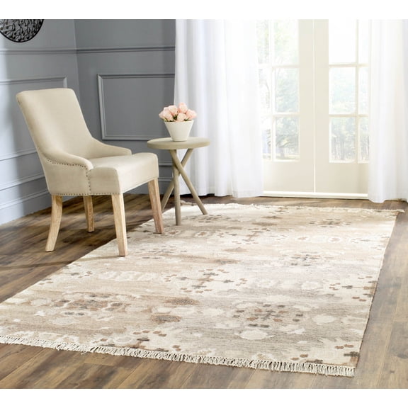 SAFAVIEH Natural Kilim Amery Floral Area Rug, Grey/Multi, 3' x 5'