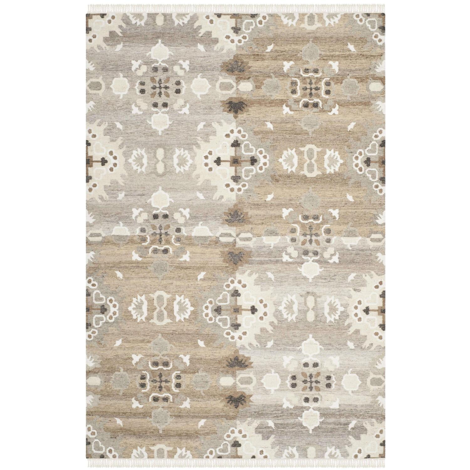 Elegant Gray Nomadic 6' x 9' Wool & Viscose Hand-Woven Area Rug