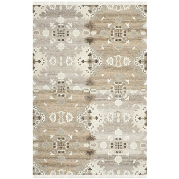 SAFAVIEH Natural Kilim Amery Floral Area Rug, Grey/Multi, 6' x 9'