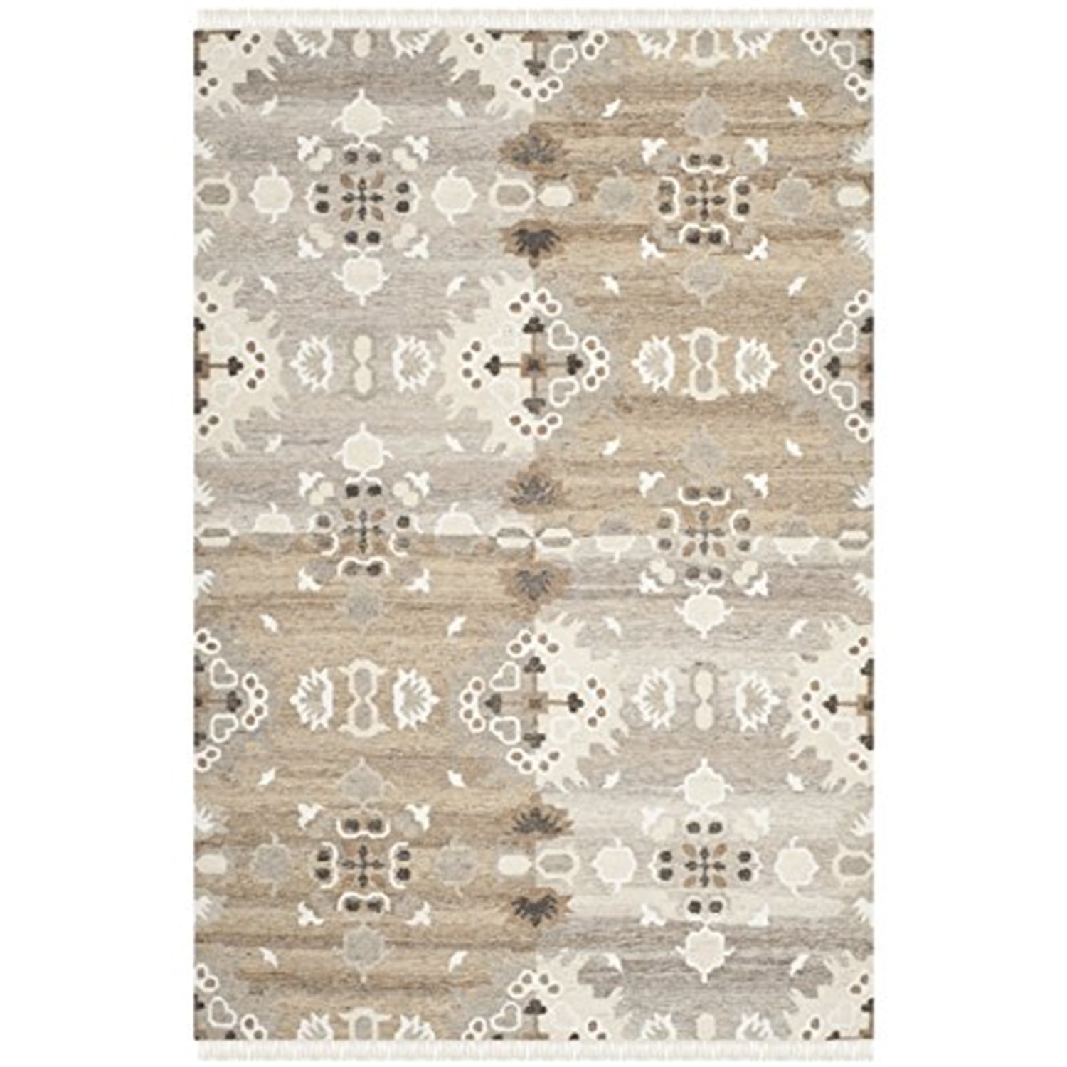 Handmade Gray and Beige Wool Flat Woven 8' x 10' Area Rug