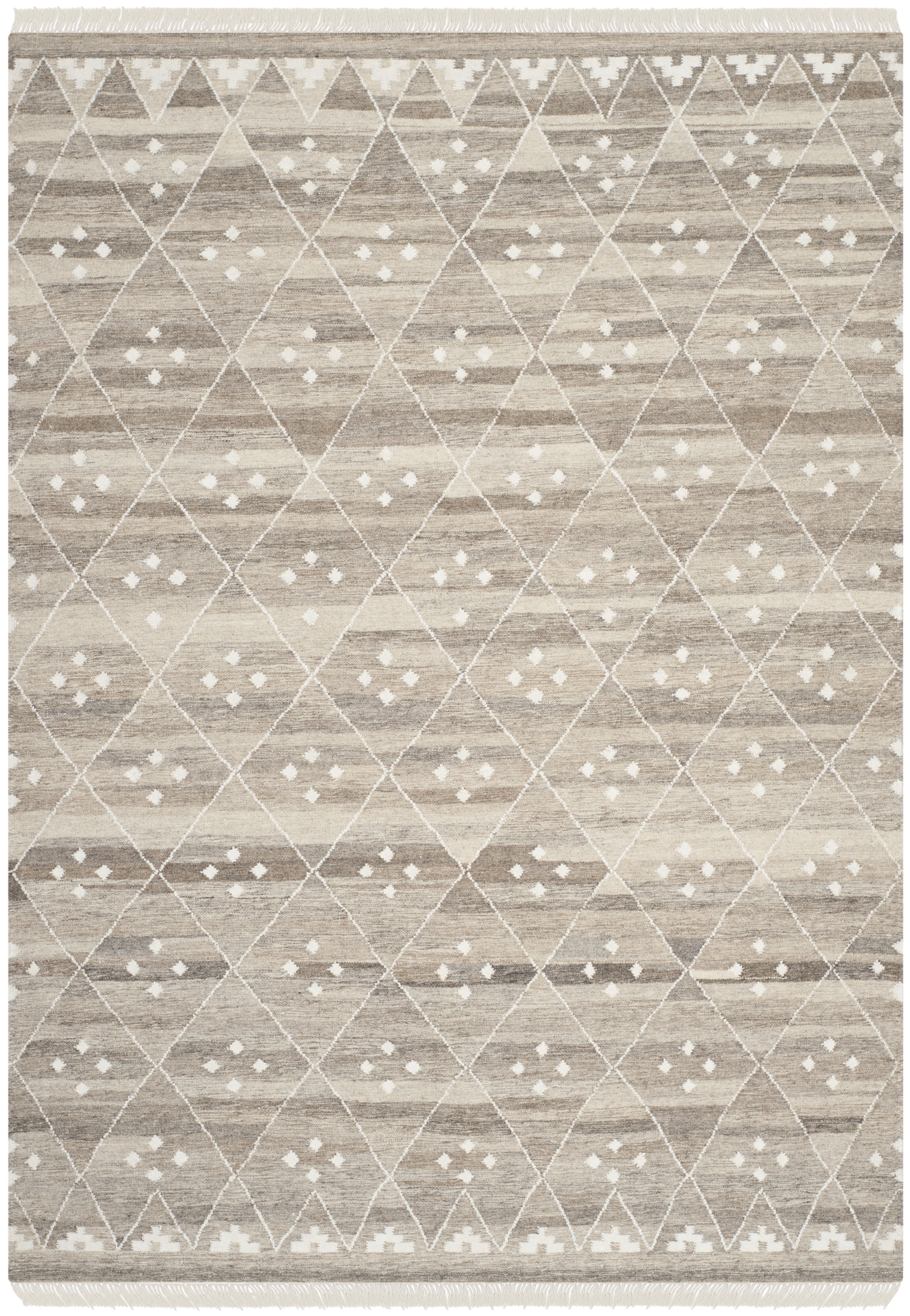 Bohemian Natural Ivory Hand-Woven 9' x 12' Kilim Area Rug
