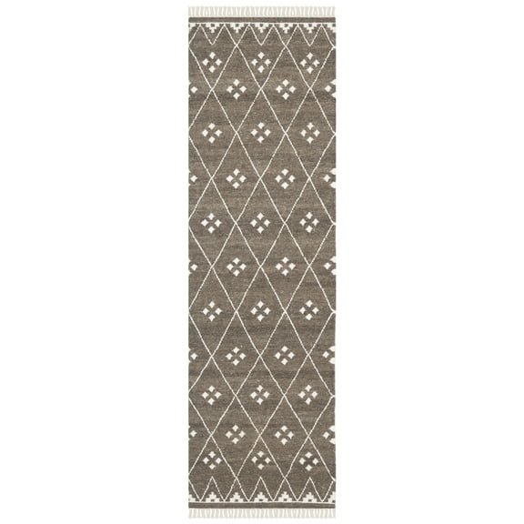 SAFAVIEH Natural Kilim Blaine Geometric Runner Rug, Brown/Ivory, 2'3" x 12'