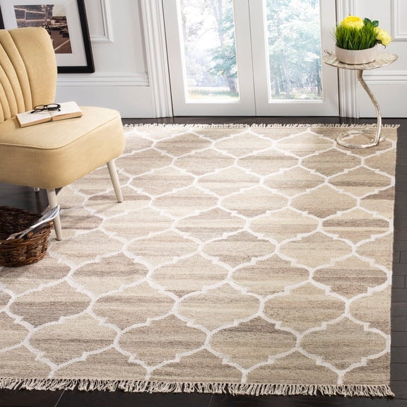 SAFAVIEH Natural Kilim Xzavier Geometric Area Rug, Light Grey/Ivory, 3' x 5'